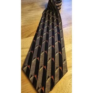 GIANFRANCO FERRE 100% Silk Navy With Orange Detail EUC